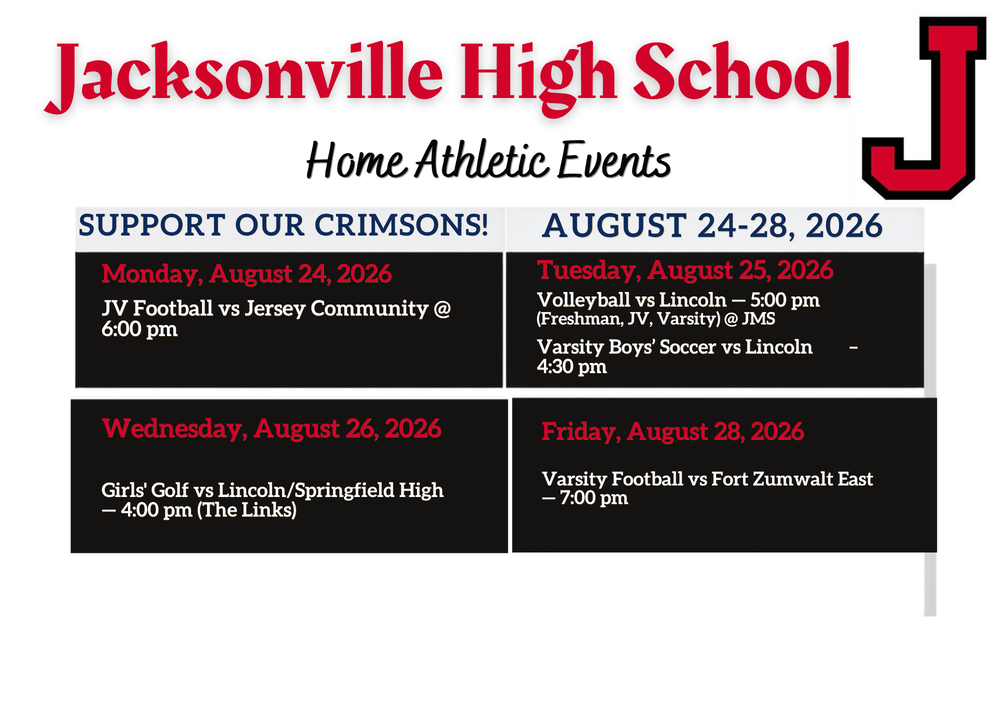 Home Athletic Events (August 24-28, 2026)