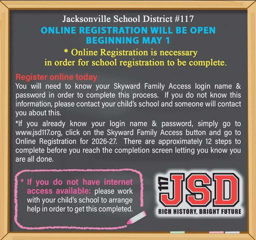 Online registration will be open beginning May 1 