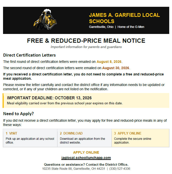 Free & Reduced Price Meal Notice