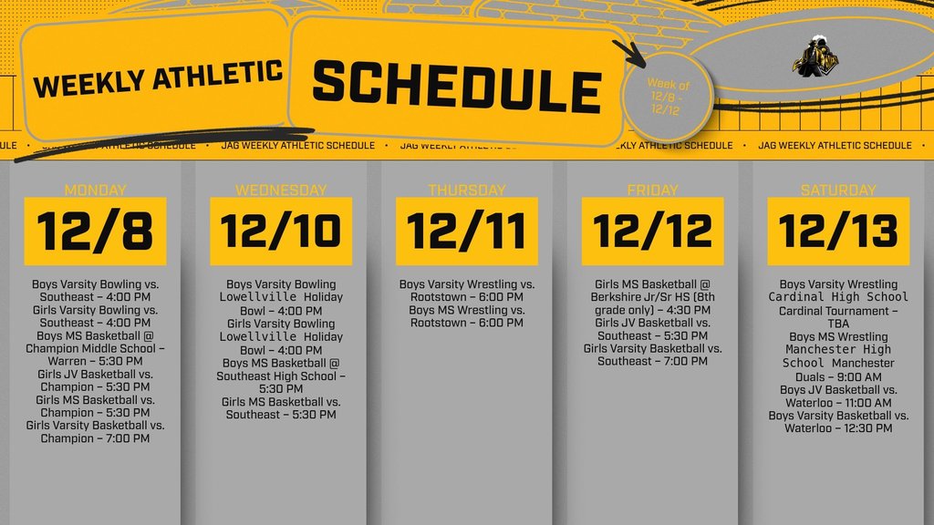Weekly Athletic Schedule
