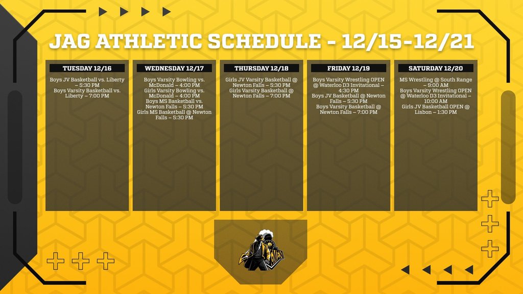 Weekly Athletic Schedule