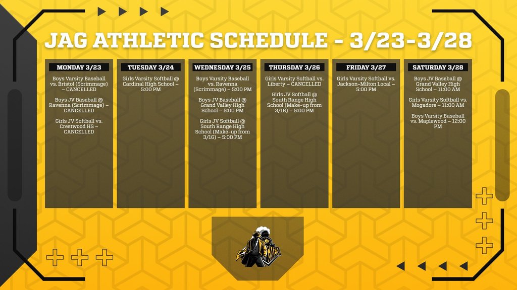 Weekly Athletic Schedule