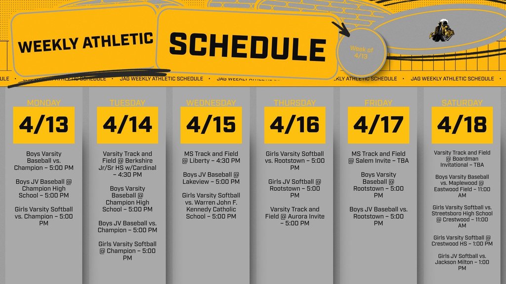 Weekly Athletic Schedule