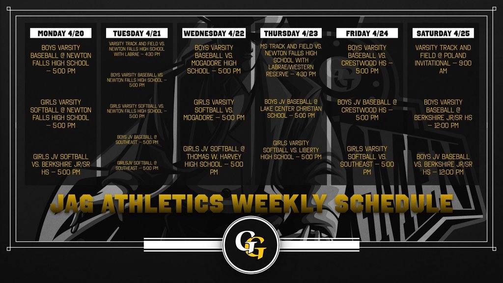 Weekly Athletic Schedule
