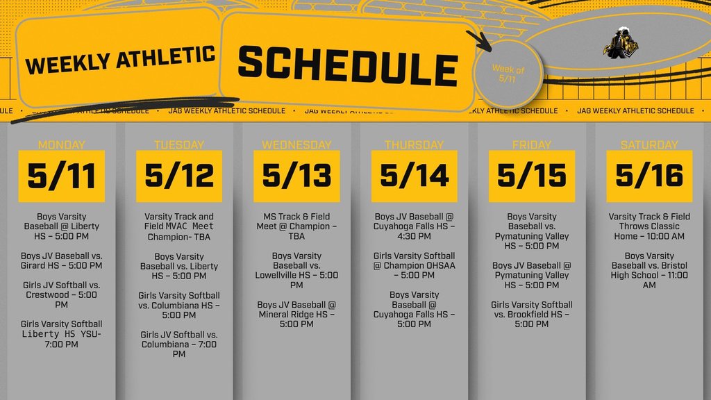 Weekly Athletic Schedule