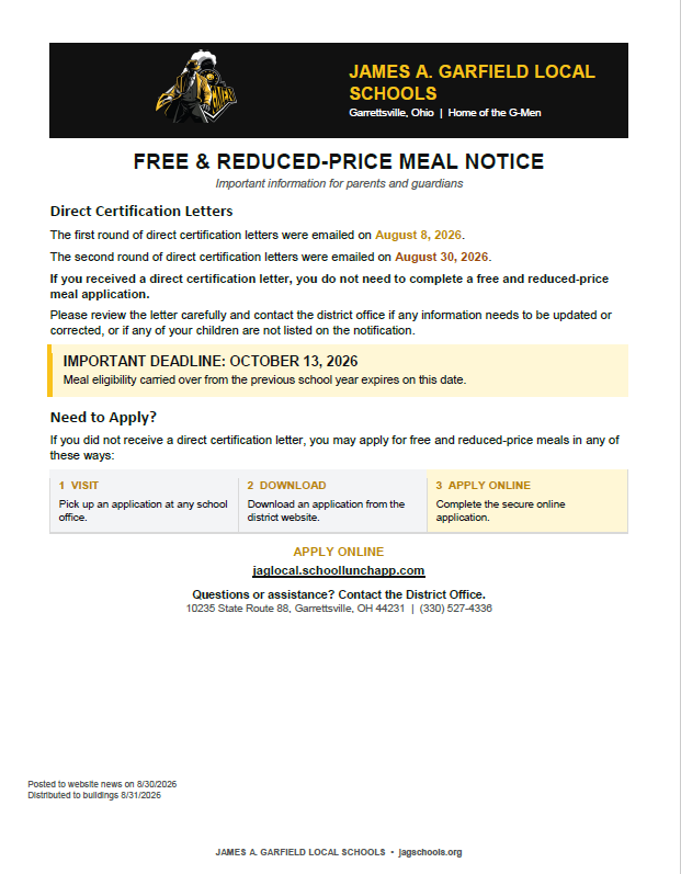 Free and Reduced - Price Meal Notice