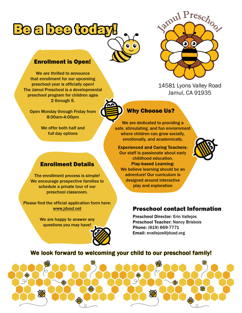 Flyer for JDUSD Preschool