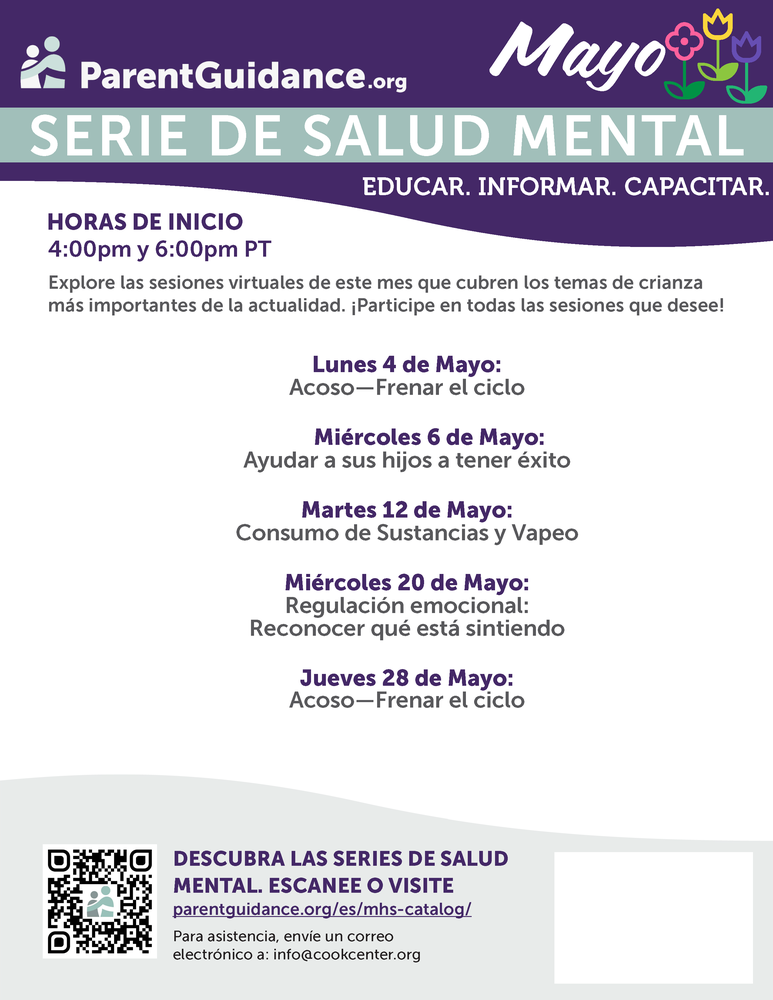 May Mental Health Calendar Spanish