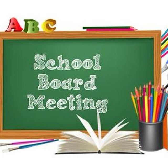 chalkboard with the words school board meeting 