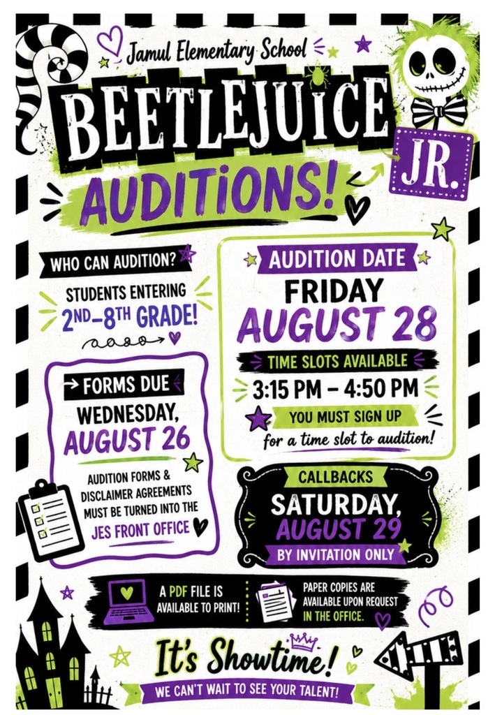 Beetlejuice Jr. Audition Flyer