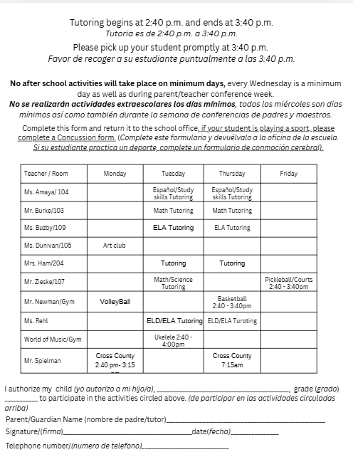 List of After School Activities