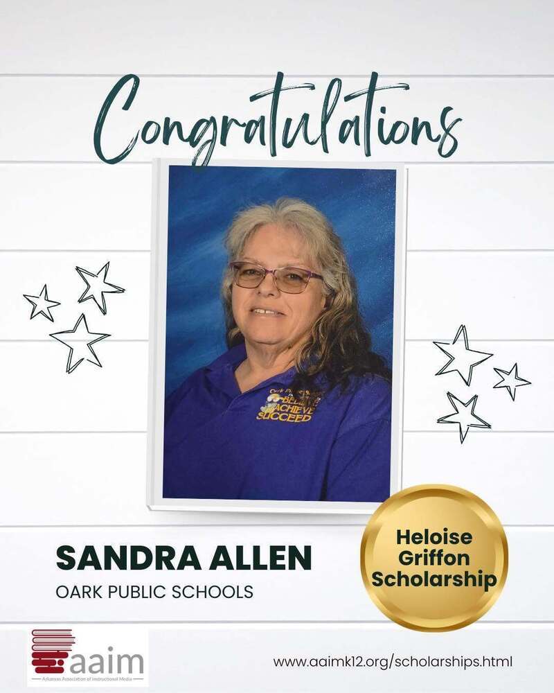 Picture stating Congratulation to Sandra Allen. There is a picture of Mrs. Allen.