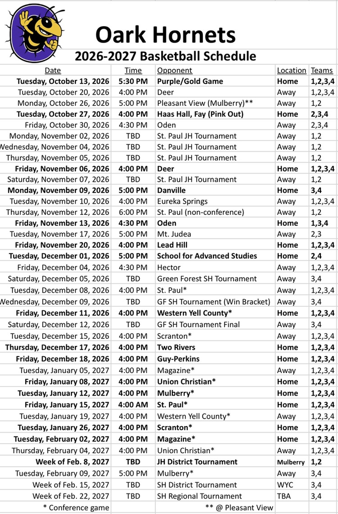ball schedule for this season