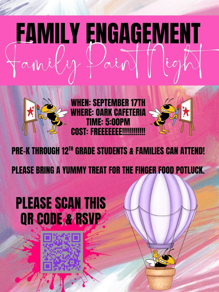 flyer that has information about paint night - information is included in the post's message. 