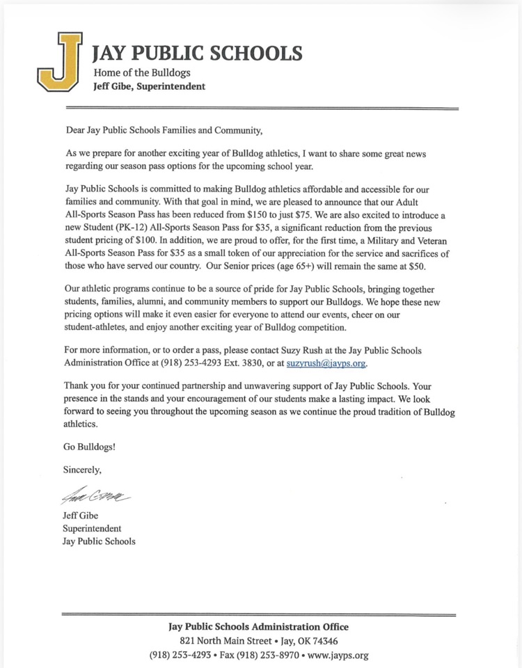 letter from Superintendent