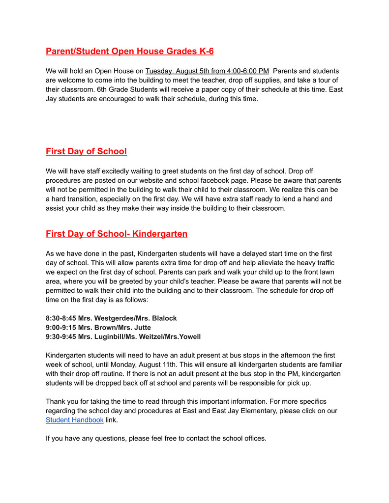 Back to School Letter from Your Principals 2025