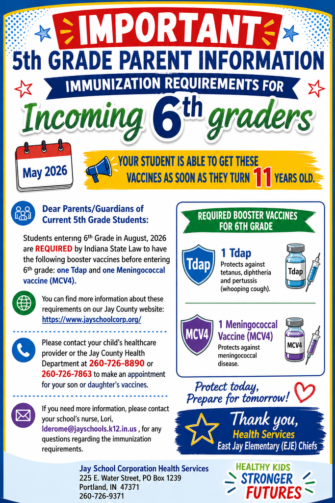 5th to 6th Immunization Requirement Flier