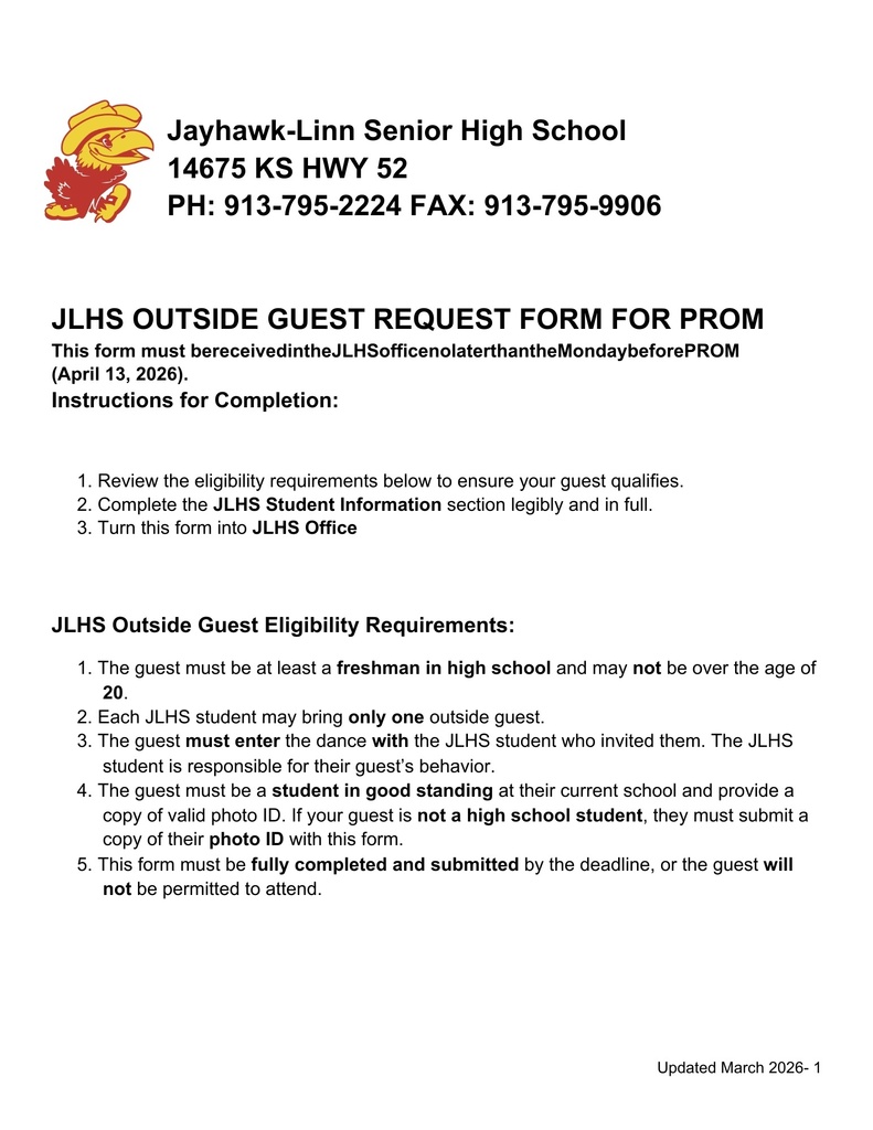 JLHS PROM Outside Guest Request