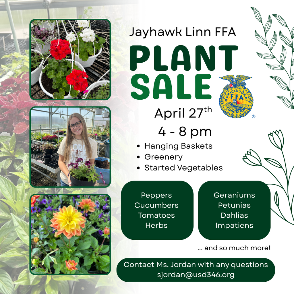 FFA Plant Sale: April 27th from 4-8pm!
