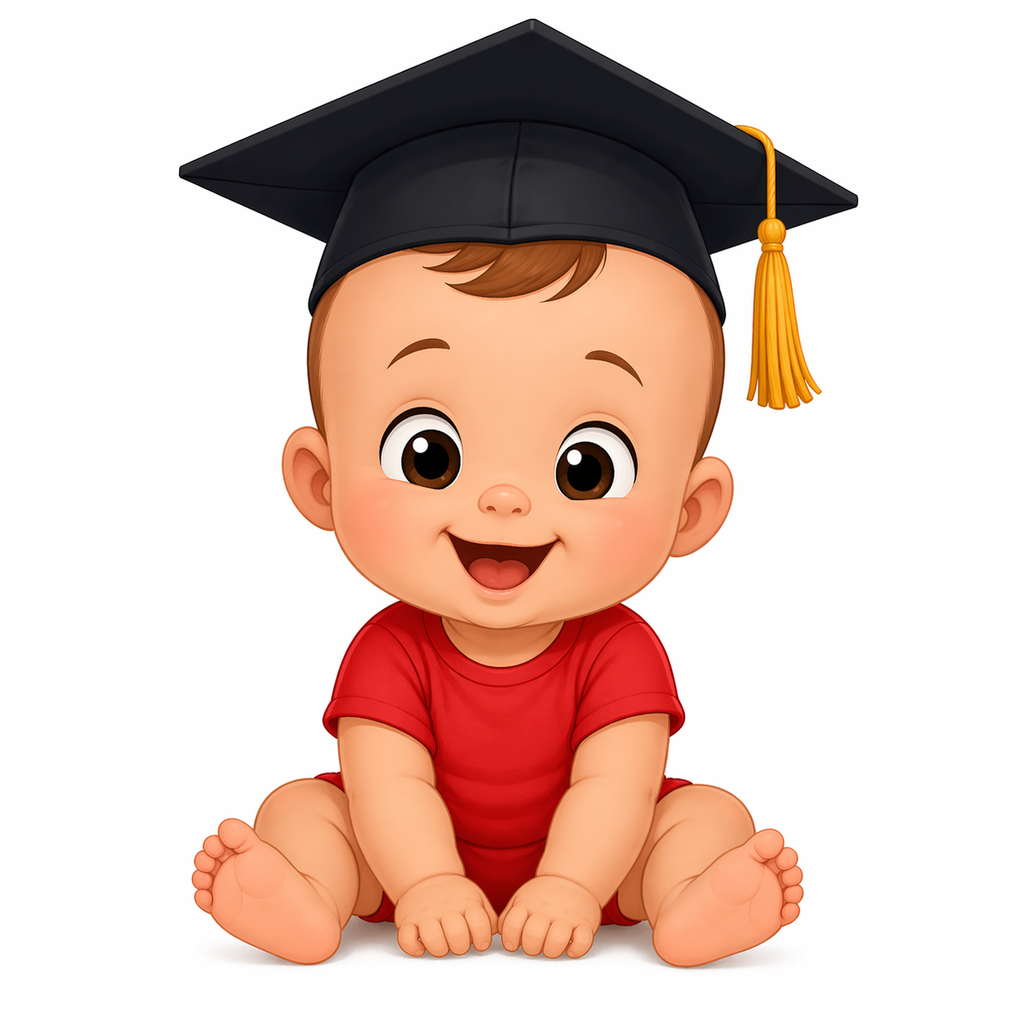 Baby with a graduation cap.