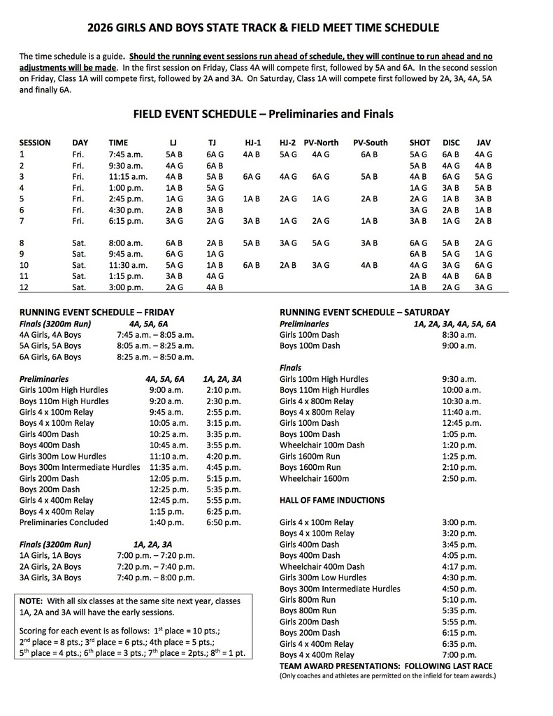 State track event schedule