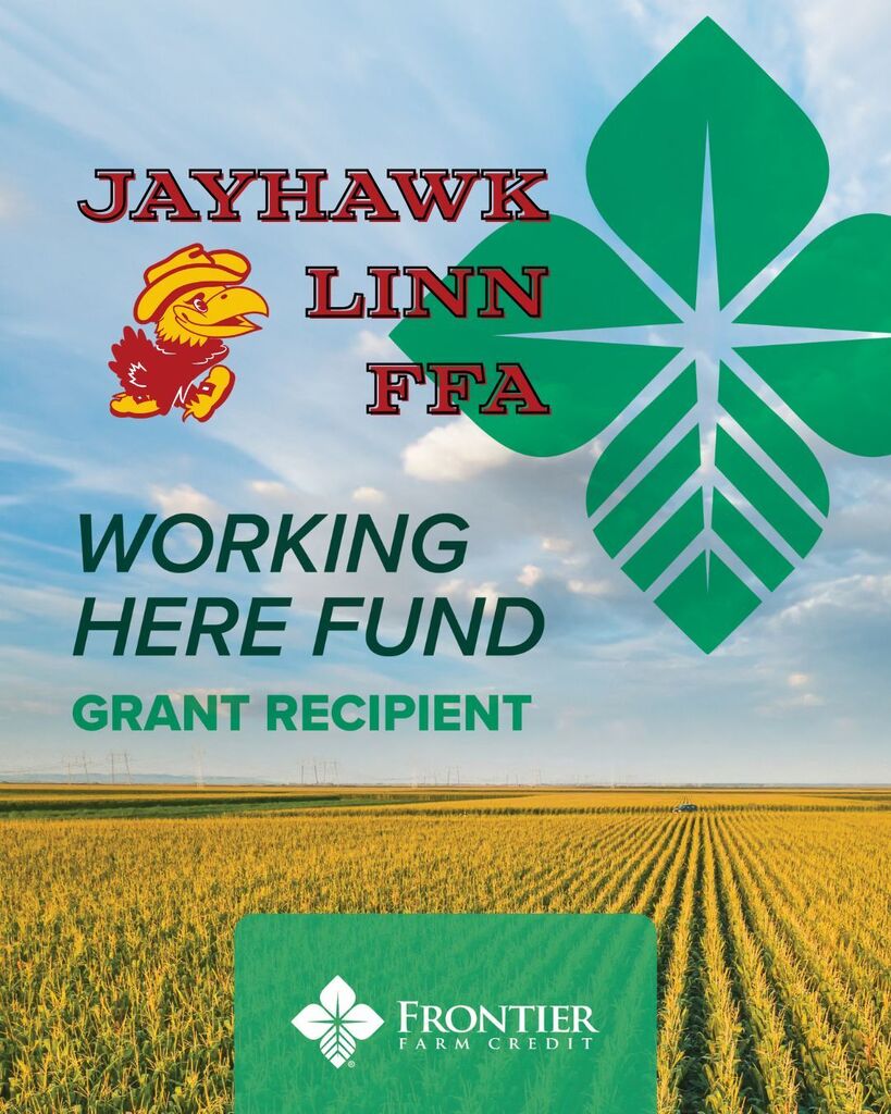 Jayhawk Linn FFA Working Here Fund Grant Recipient from Frontier Farm Credit. Awarded $15,000 for the renovation of the FFA Barn!