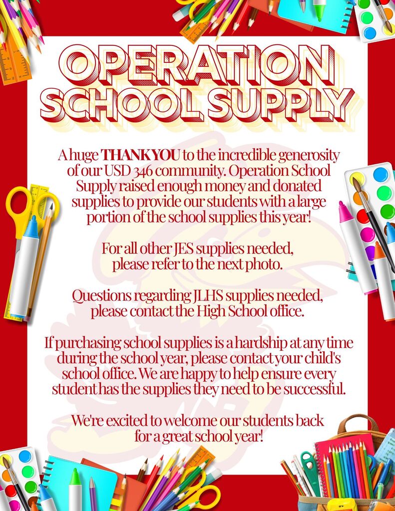 Operation School Supply! Thanks to the generosity of our community, we raised enough money and had enough supplies donated to provide a large portion of the school supplies this year. We're excited to welcome our students back!