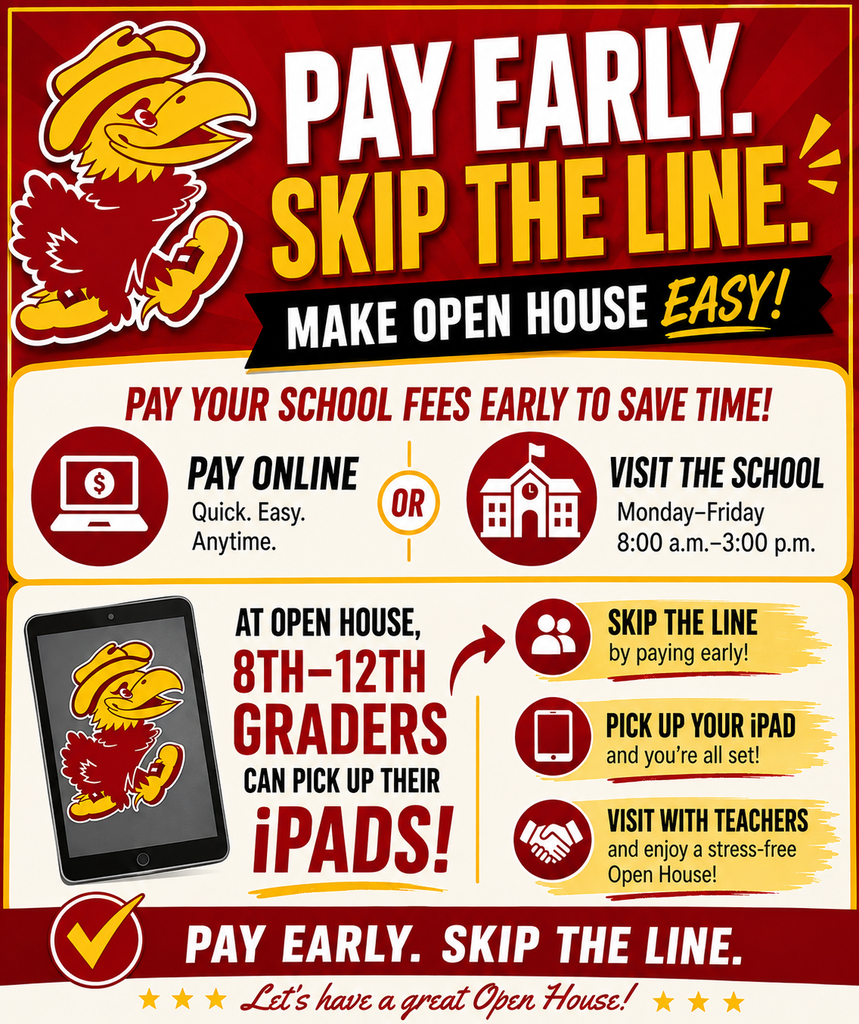 Skip the line at Open House and pay for your fees early so your student can pick up their iPad!