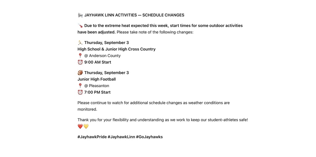 Schedule Change