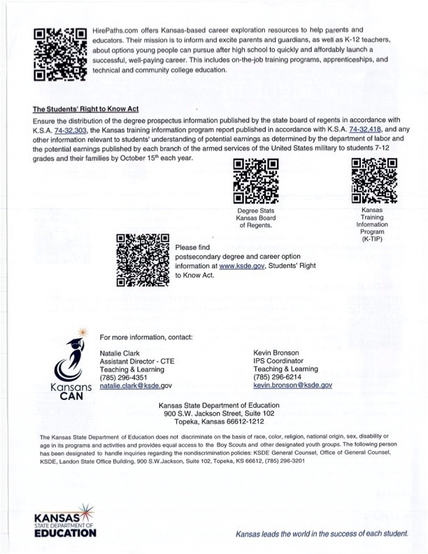 Students' Right To Know from the Kansas State Department of Education.