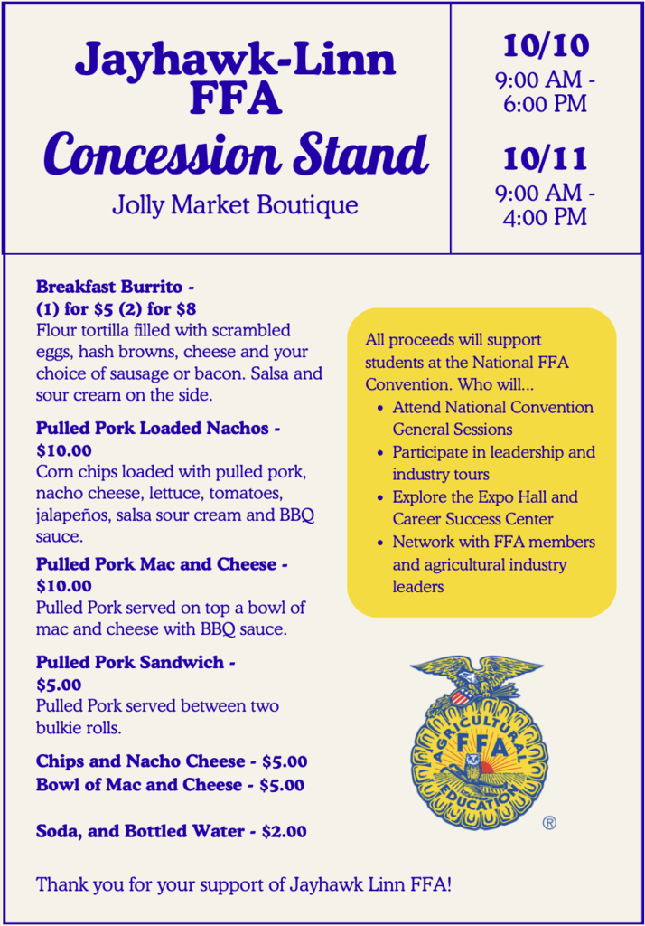 Jayhawk Linn FFA Convention Student Fundraiser