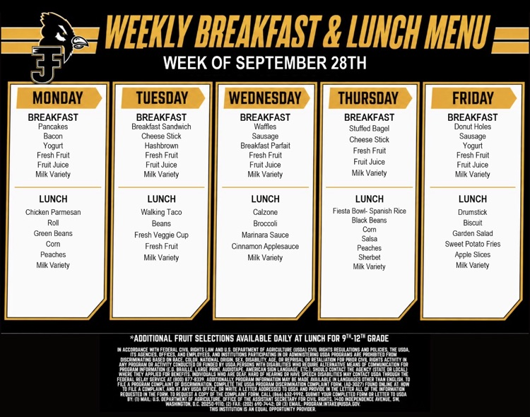 Menu 9/27 Monday update: Chicken Alfredo and not Chicken Parmesan