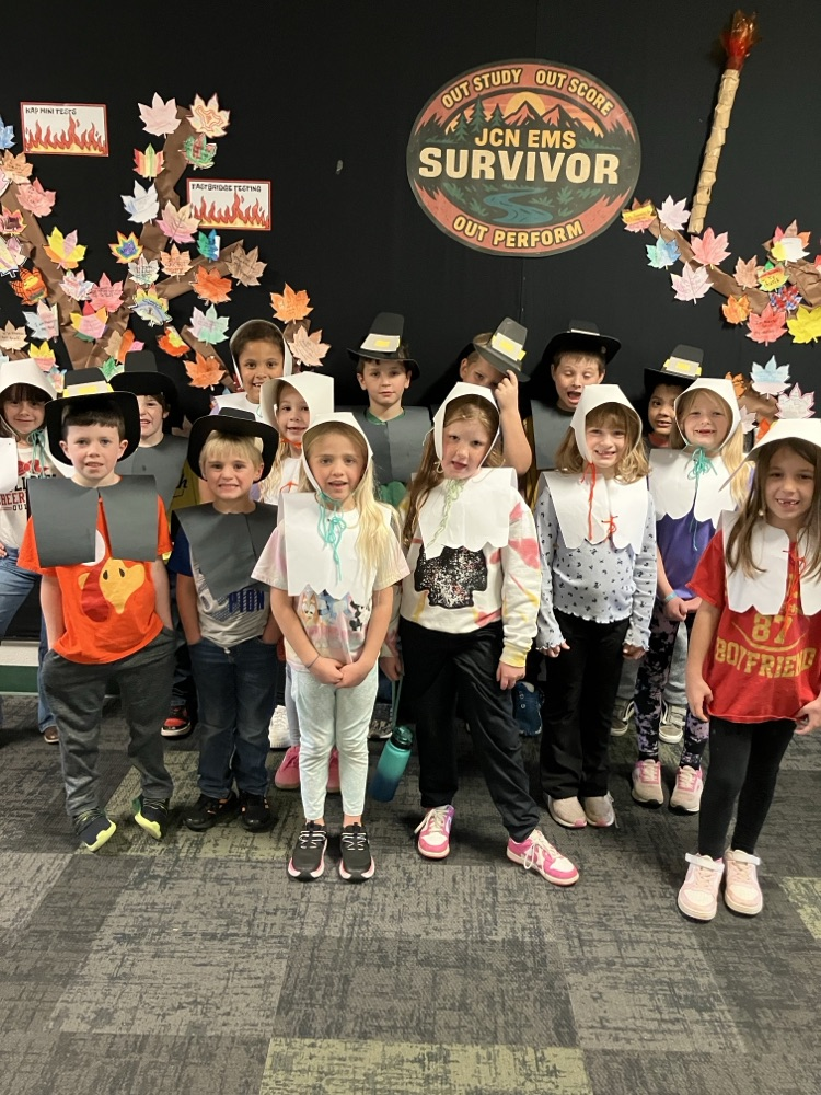 Ms. Moore’s 1st grade all ready for a Thanksgiving feast at JCN.