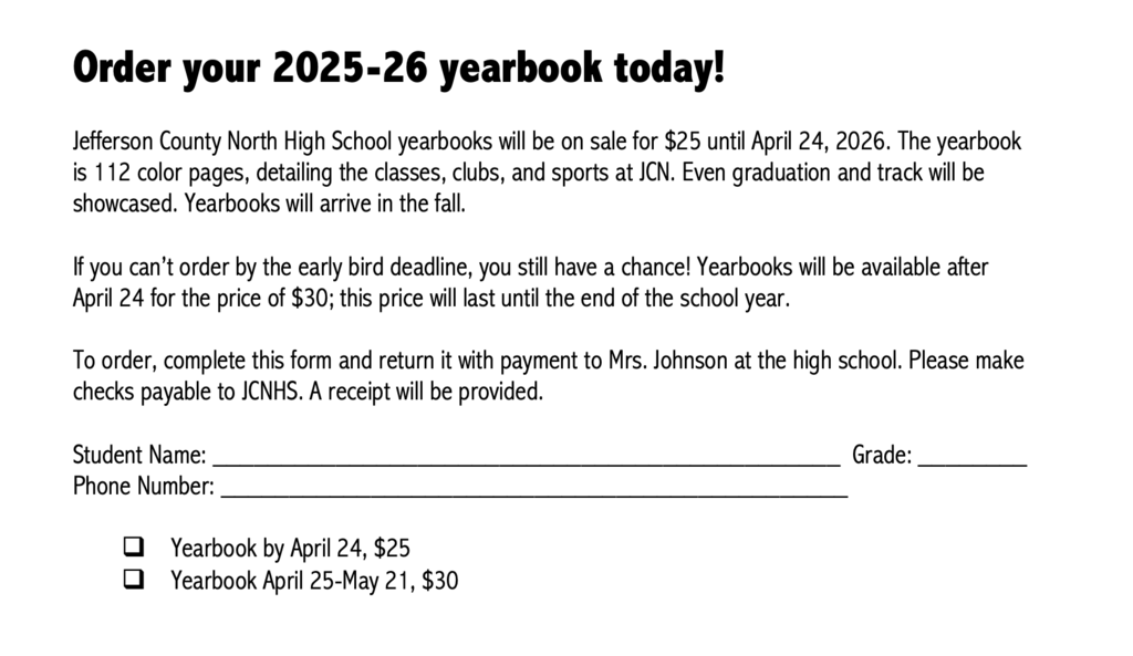 Yearbook order form