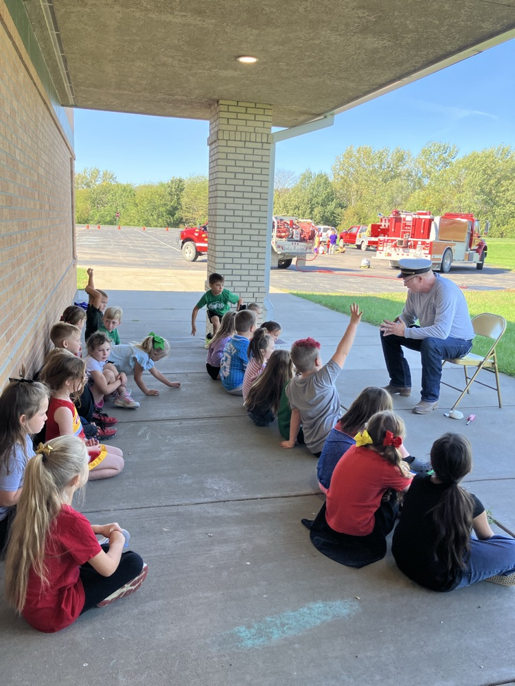 Captain Wentz reviewing fire home safety. Thank you Nortonville Fire aDepartment and firefighters.