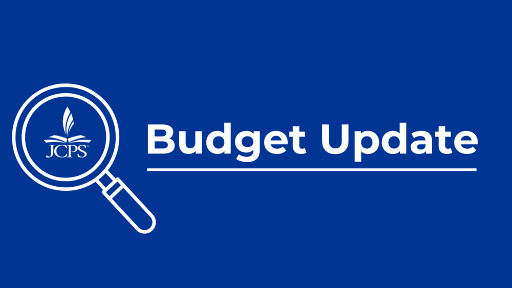 Blue background and the words "Budget Update"