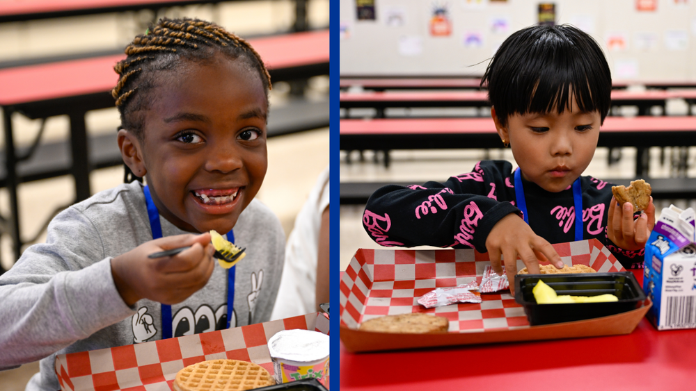 students eating