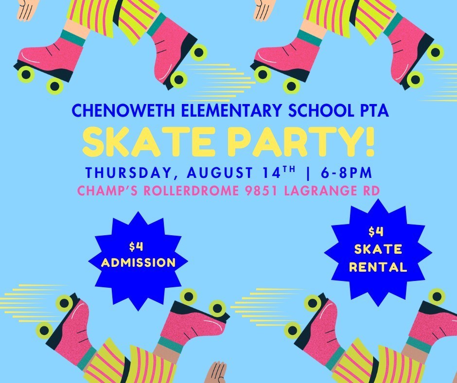 Blue poster for skate party
