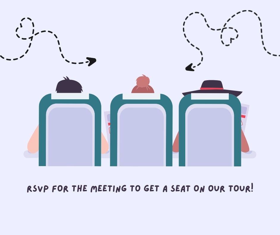 illistration of 3 airplane seats that says to ESVP