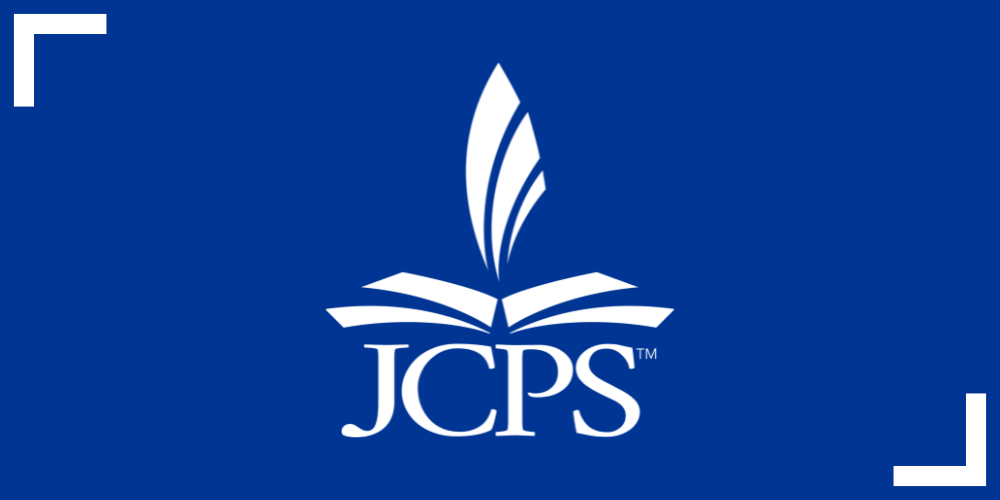JCPS logo on a solid blue background