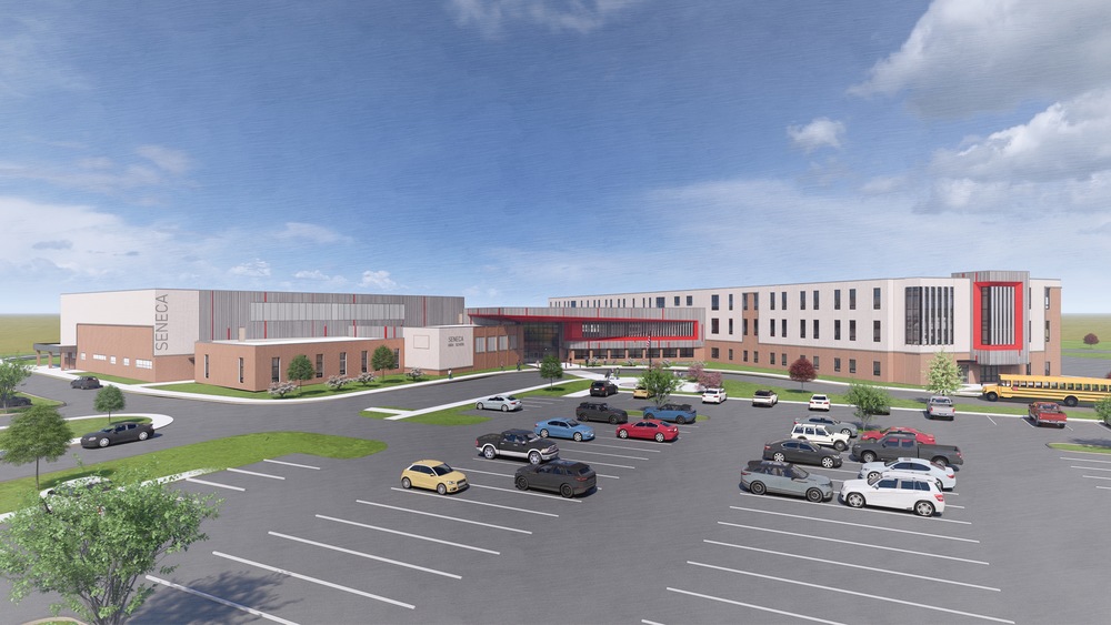 Rendering of the new Seneca High School building