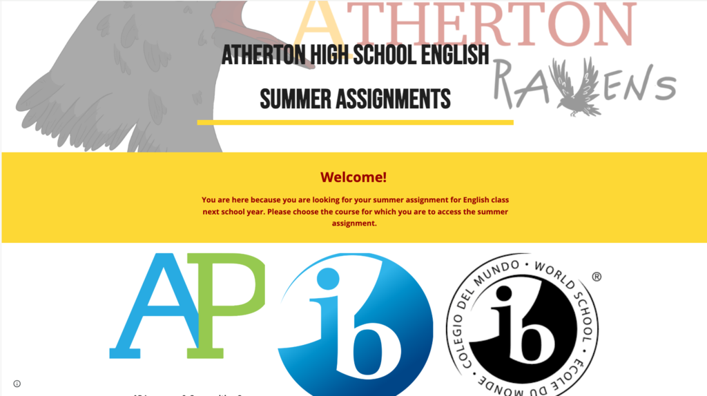 AHS English Summer Assignments