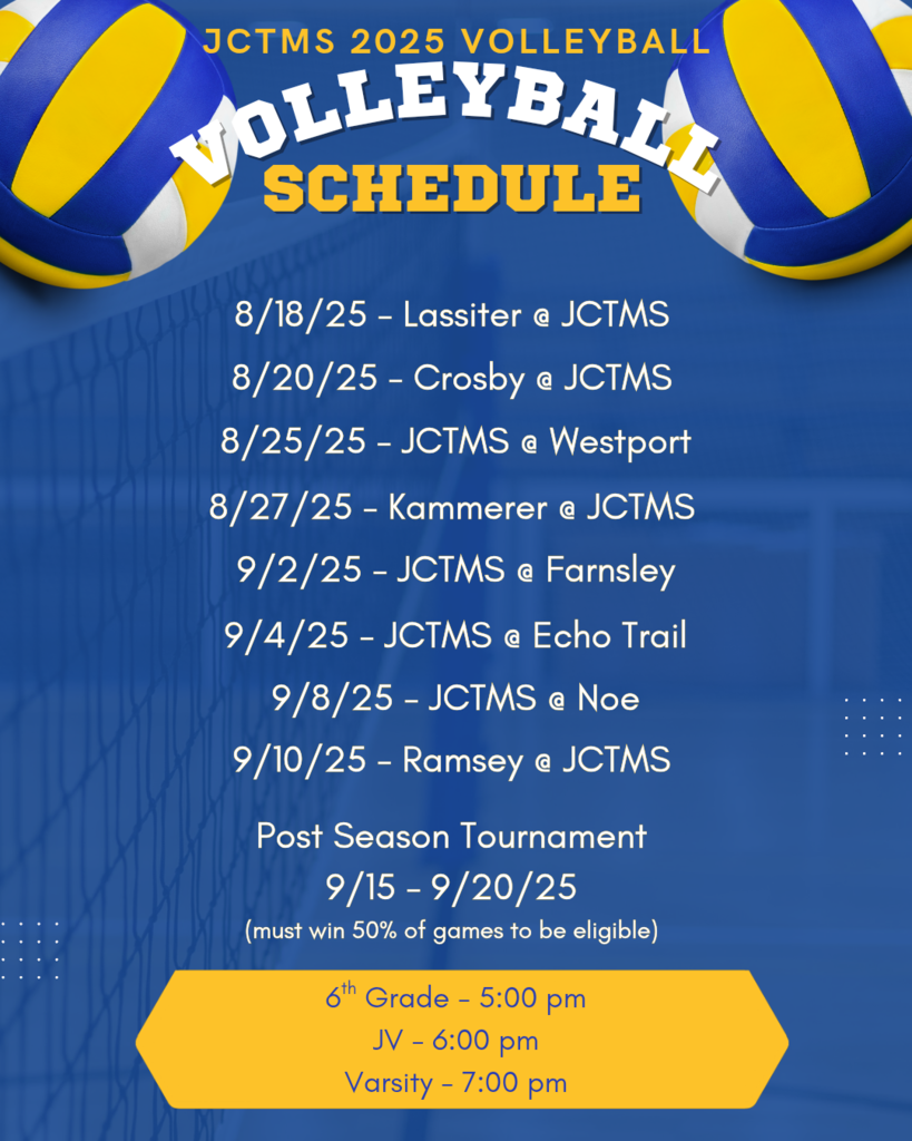 JCTMS Volleyball Schedule