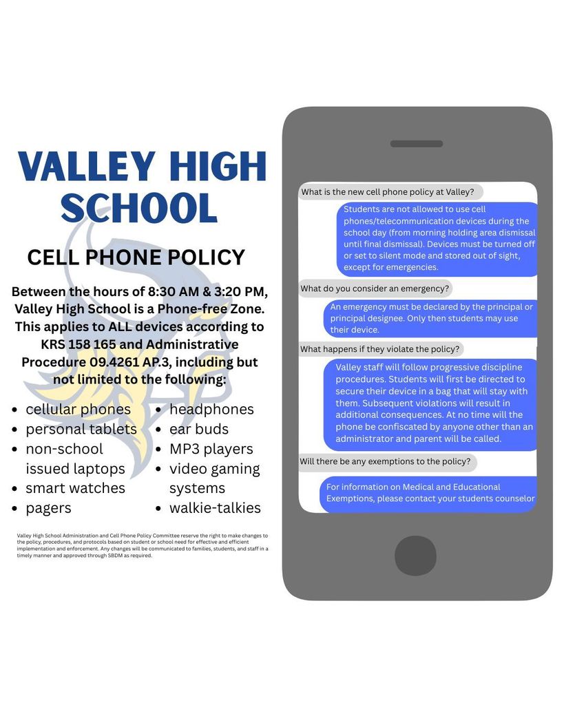 What is the new cell phone policy at Valley  