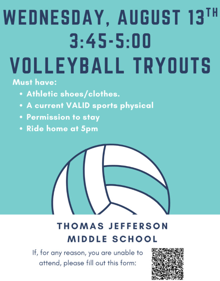 Volleyball tryout flyer with QR code