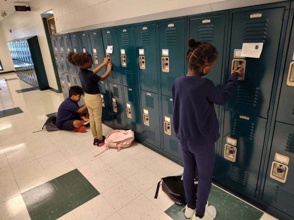 Students at lockers 