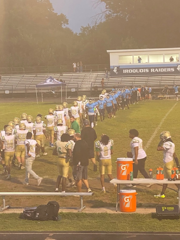 Photo of our football players at the scrimmage at Iroquois