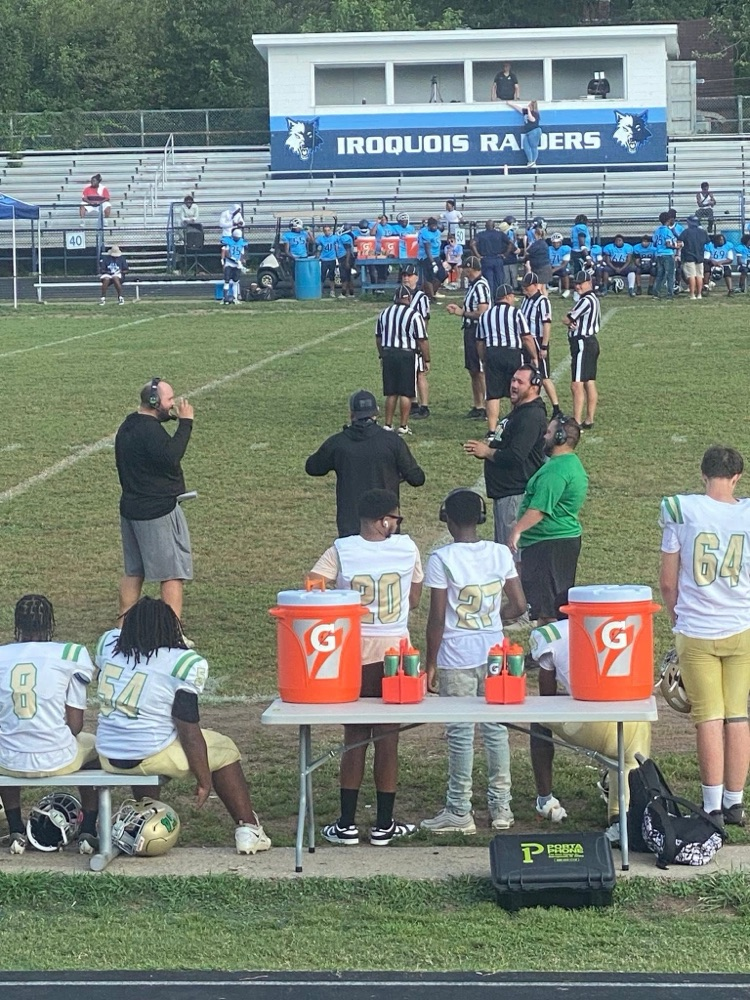 Photo of our football players at the scrimmage at Iroquois