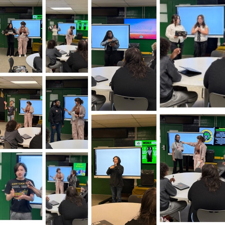 Photo collage of freshman, giving speeches for student council
