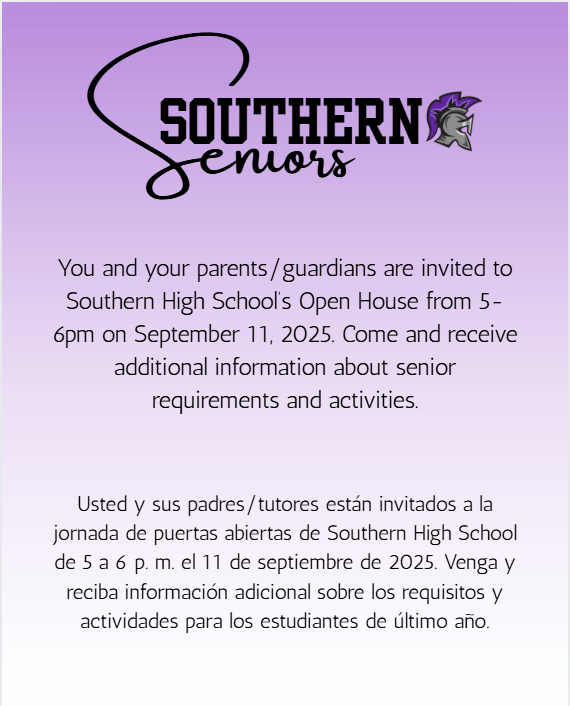 Announcement for Southern Open House